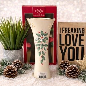 Vintage Lenox Holiday Pierced Bud Vase 8.25 Inches
